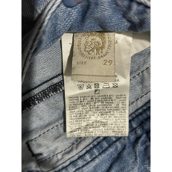 Diesel Belther Jeans Mens 29x32 Light Wash Blue Straight Leg Denim Distressed - Picture 4 of 11